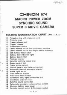 Chinon 674 manual. Camera Instructions.